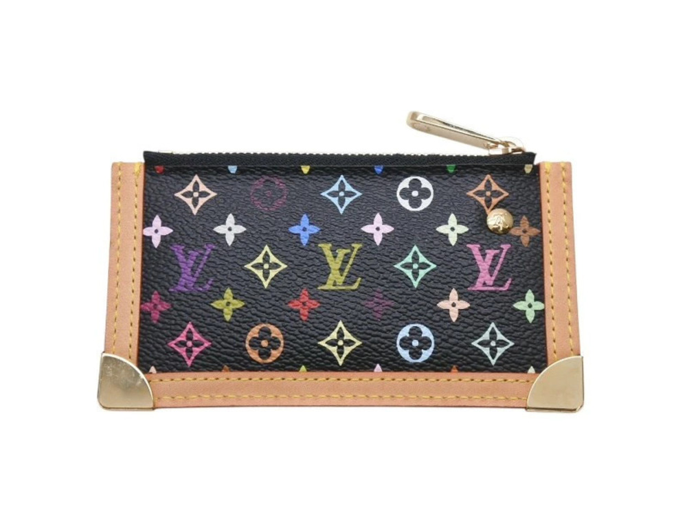 LOUIS VUITTON Pochette coin case Wallet black multicolor Takashi Murakami